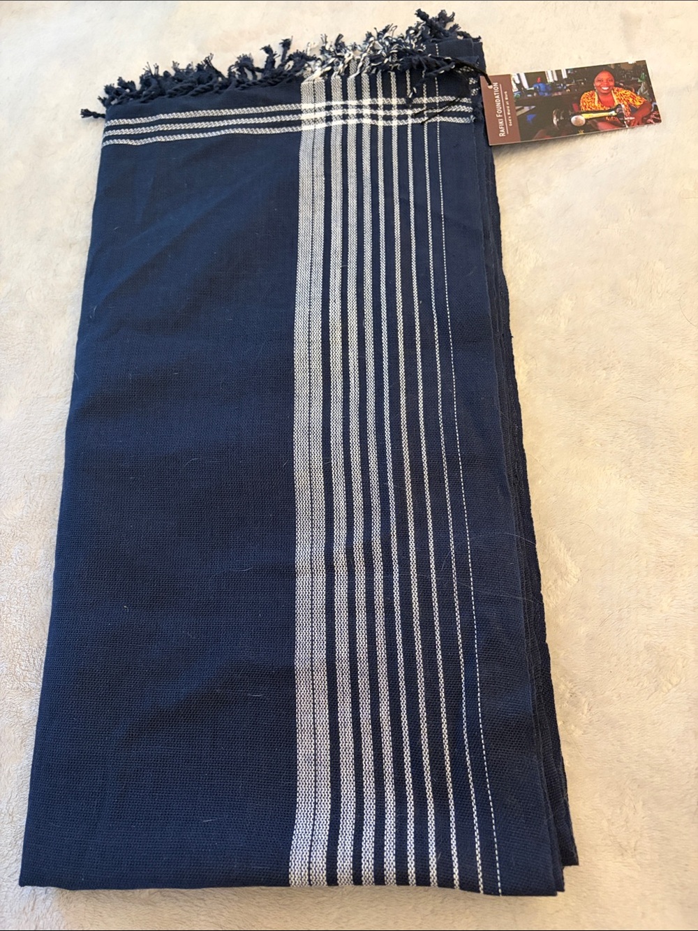 Women’s Navy Blue Striped Wrap Scarf